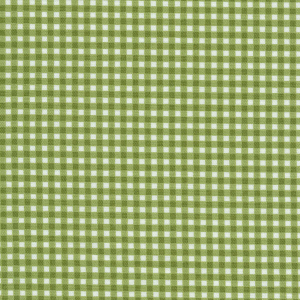 Fabric features light hunter green gingham on cream | Shabby Fabrics