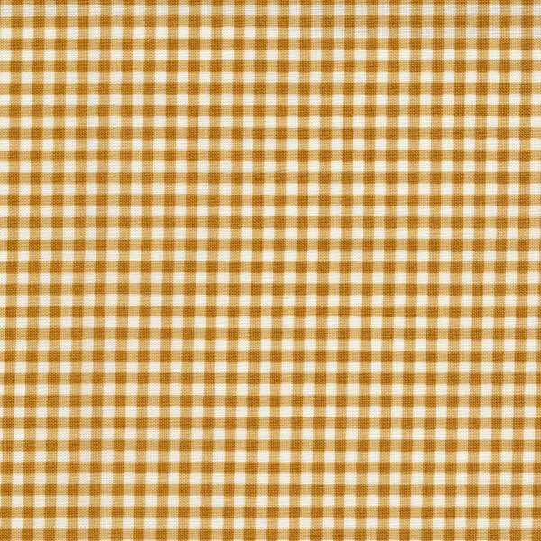 Fabric features tan gingham on cream | Shabby Fabrics