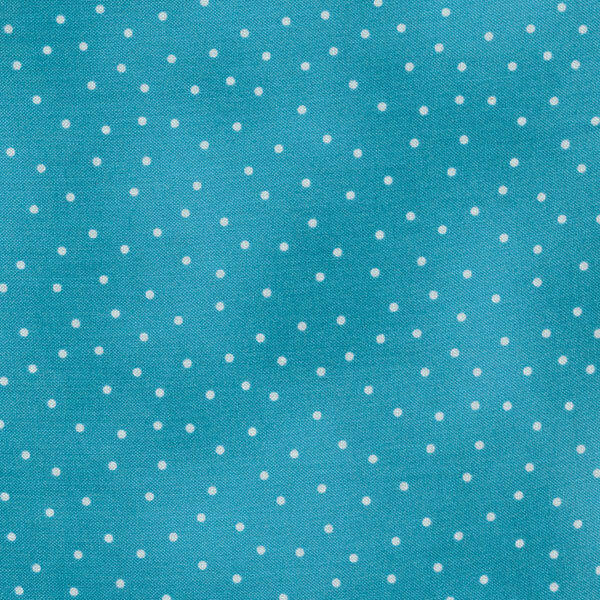 Fabric features cream scattered pin dots on mottled teal | Shabby Fabrics