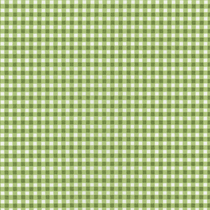 Dark green and white gingham print fabric