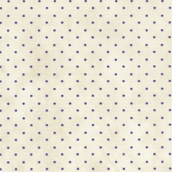 mottled cream fabric with tiny purple polka dots