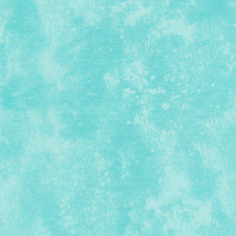 Fabric featuring a textured background in soft turquoise with lighter and darker mottled patterns.