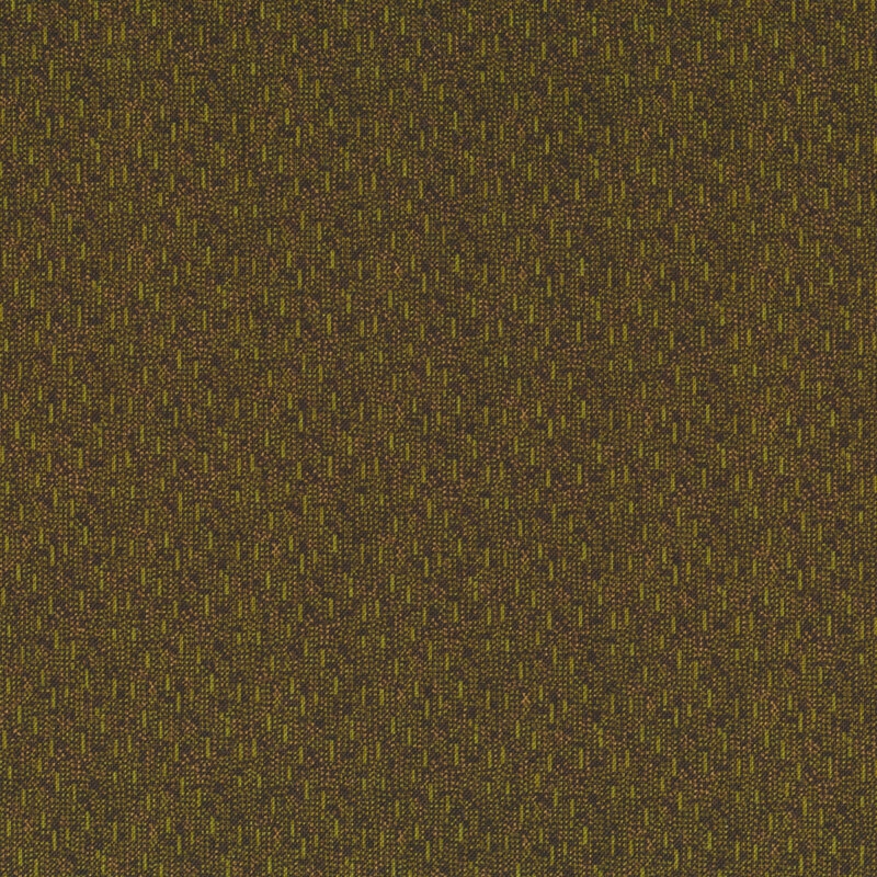 A textured pattern featuring varying shades of brown and green, with small, vertical lines creating a repeating design.