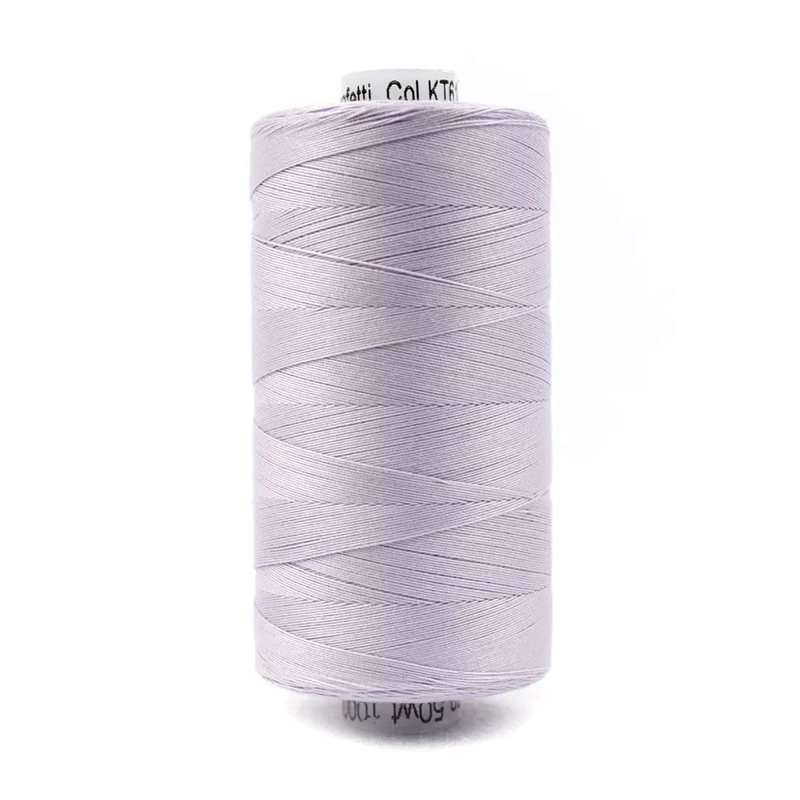 A spool of Konfetti KT614 - Light Mauve thread on a white background