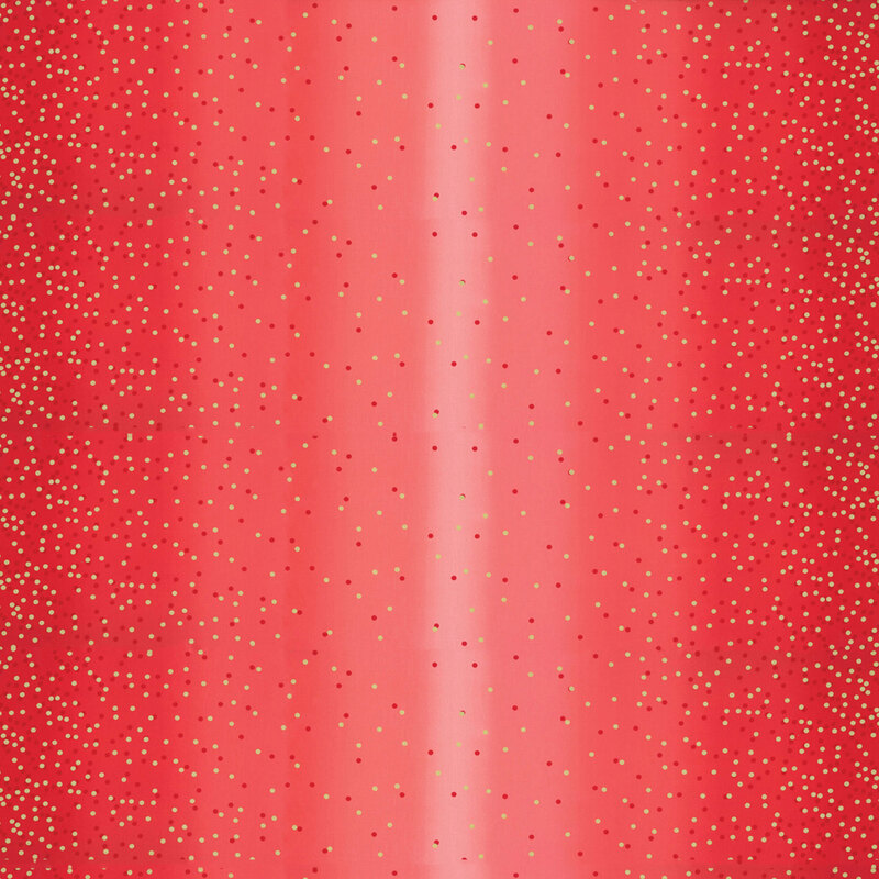 Red ombre fabric with tonal dots and gold metallic dots | Shabby Fabrics