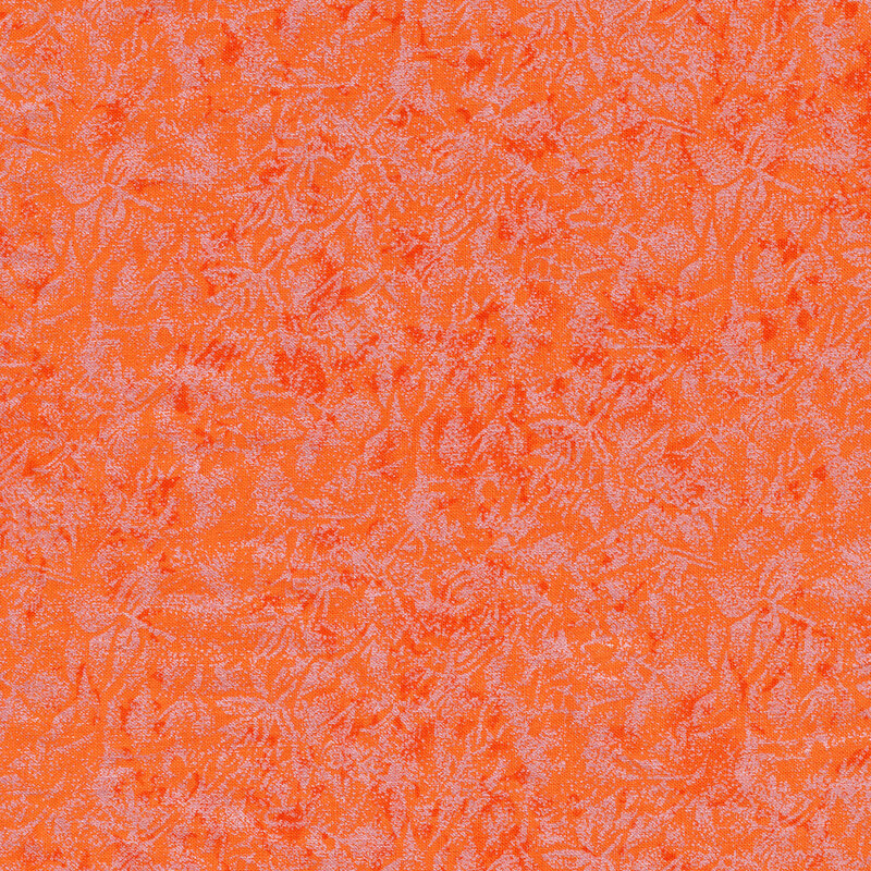 Tonal dark coral fabric features mottled design with metallic frost accents