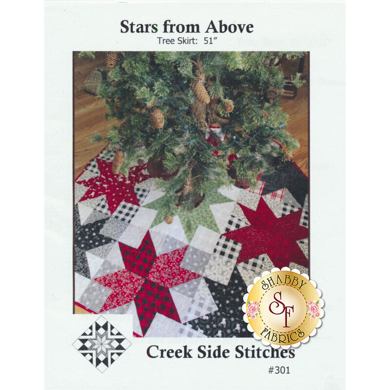 Stars From Above Pattern features a traditional sawtooth star Christmas Tree Skirt