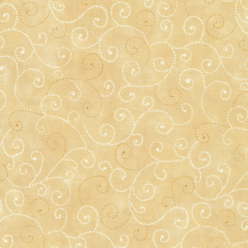 Tonal cream swirls on tan | Shabby Fabrics