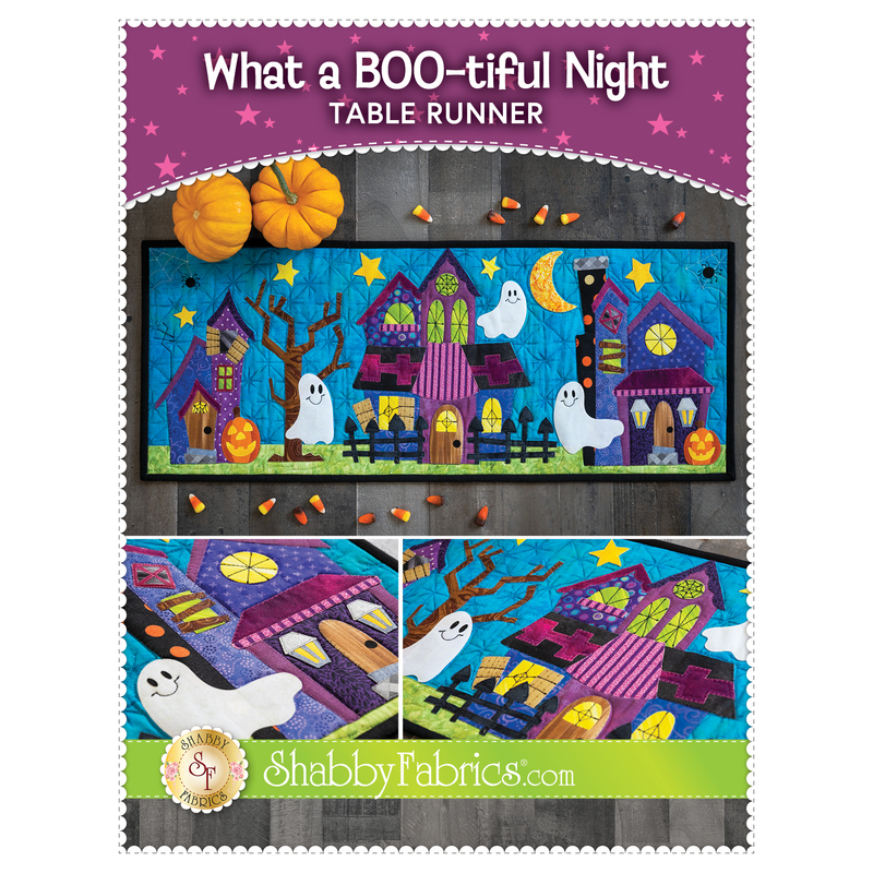 The front of the What A Boo-tiful Night Table Runner Pattern showing the table runner