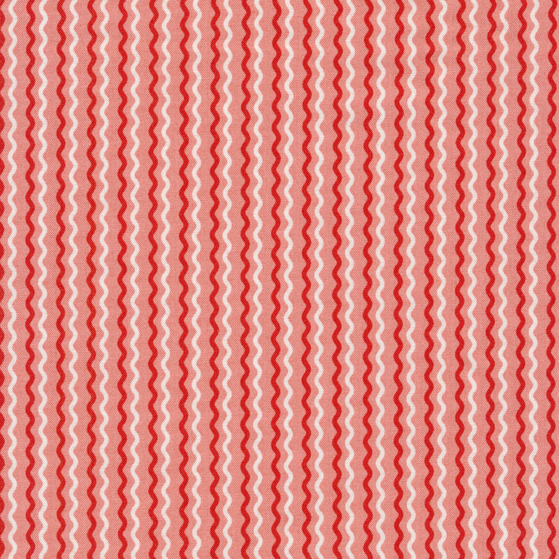 red and white wavy stripes on pink | Shabby Fabrics