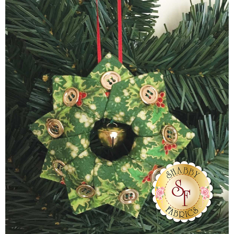 The finished Holiday Tree Wreath Ornament | Shabby Fabrics