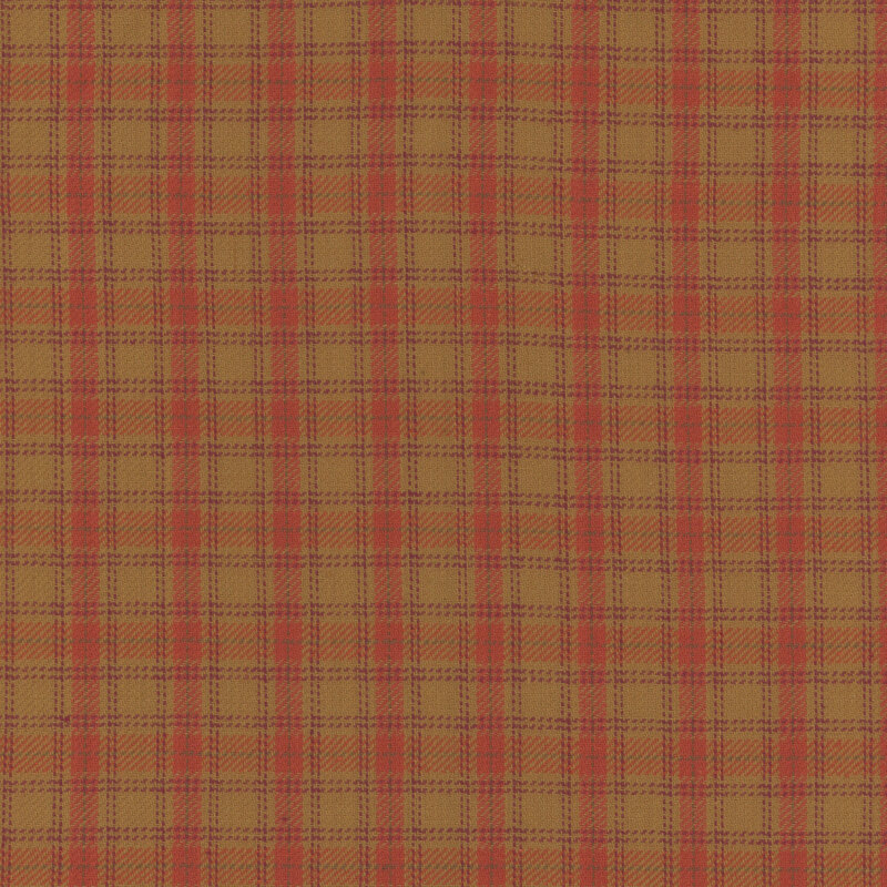 Tartan print in red and tan | Shabby Fabrics