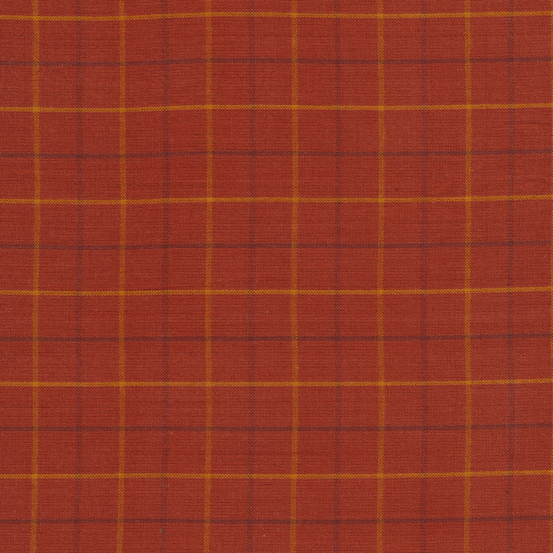 Orange and black plaid on a red background | Shabby Fabrics