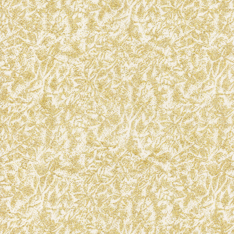 White fabric with gold glitter accents