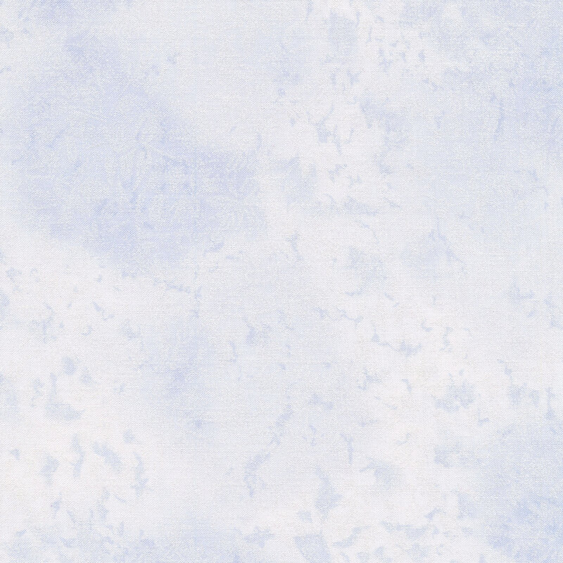 Tonal light blue fabric features mottled design with metallic frost accents