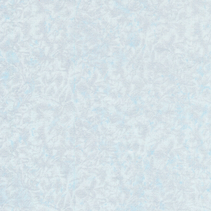 Tonal baby blue fabric features mottled design with metallic frost accents