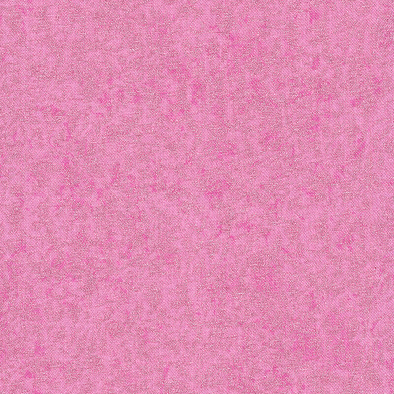 Tonal bright pink fabric features mottled design with metallic frost accents