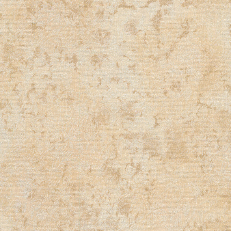 Tonal cream fabric features mottled design with metallic frost accents