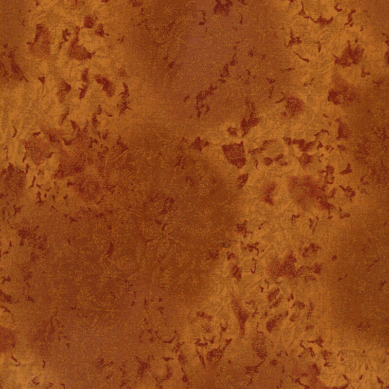 Tonal copper brown fabric features mottled design with metallic frost accents