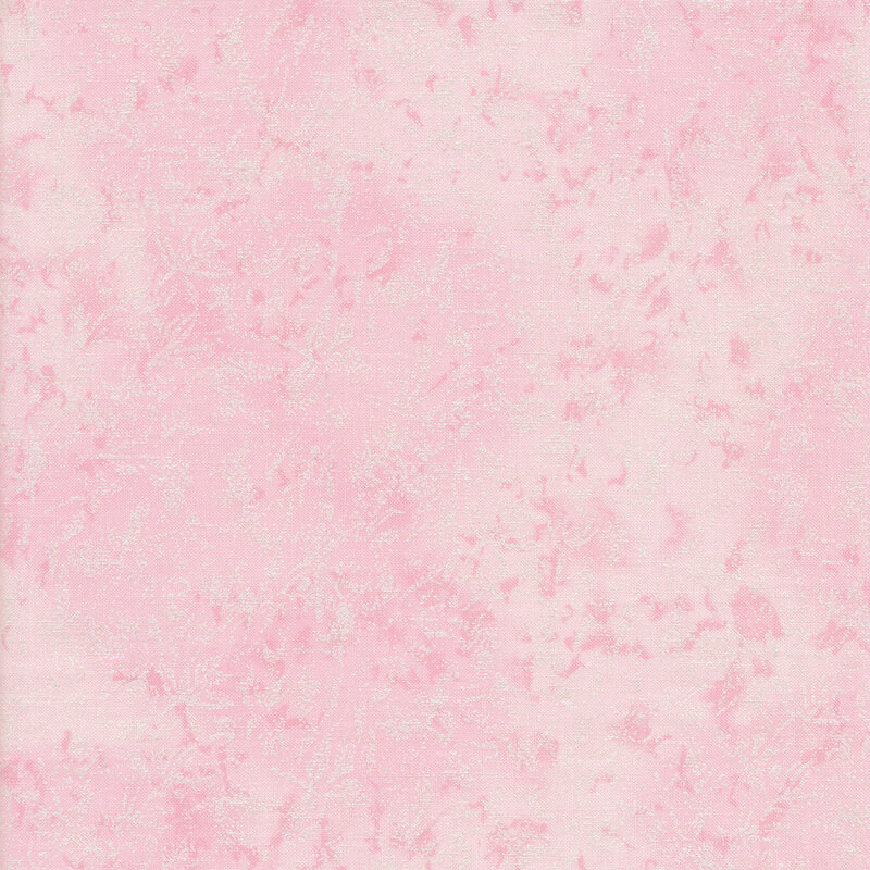 Tonal light pink fabric features mottled design with metallic frost accents