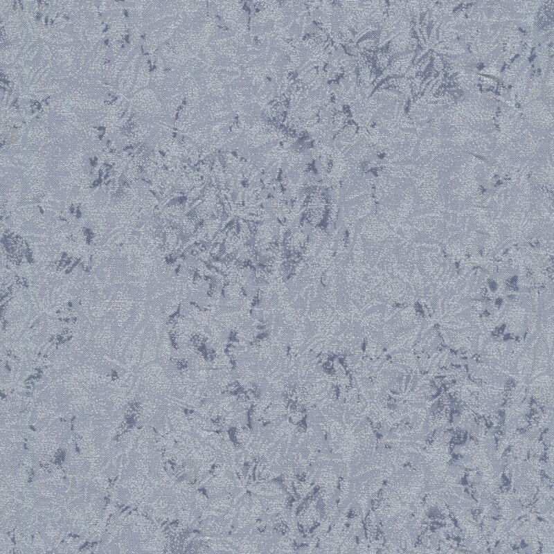 Tonal gray fabric features mottled design with metallic frost accents