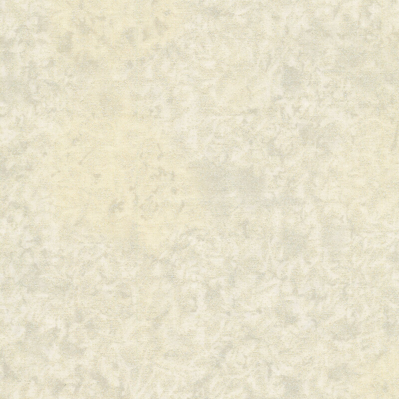 Tonal cream fabric features mottled design with metallic frost accents