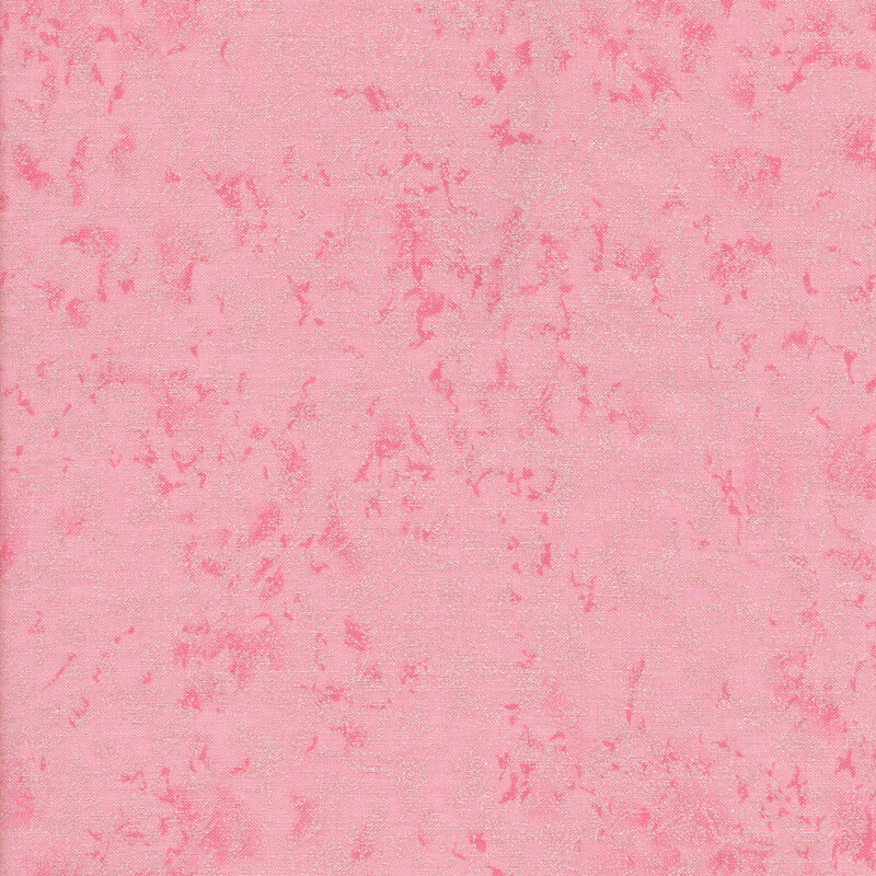 Tonal pink fabric features mottled design with metallic frost accents