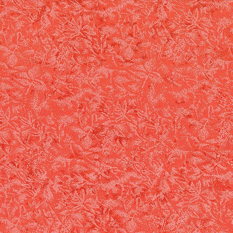 Tonal bright peach fabric features mottled design with metallic frost accents