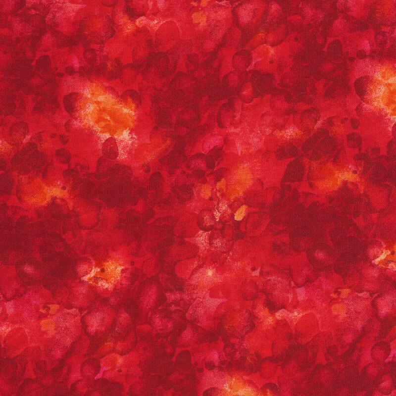 Bright red mottled and marbled basics fabric | Shabby Fabrics