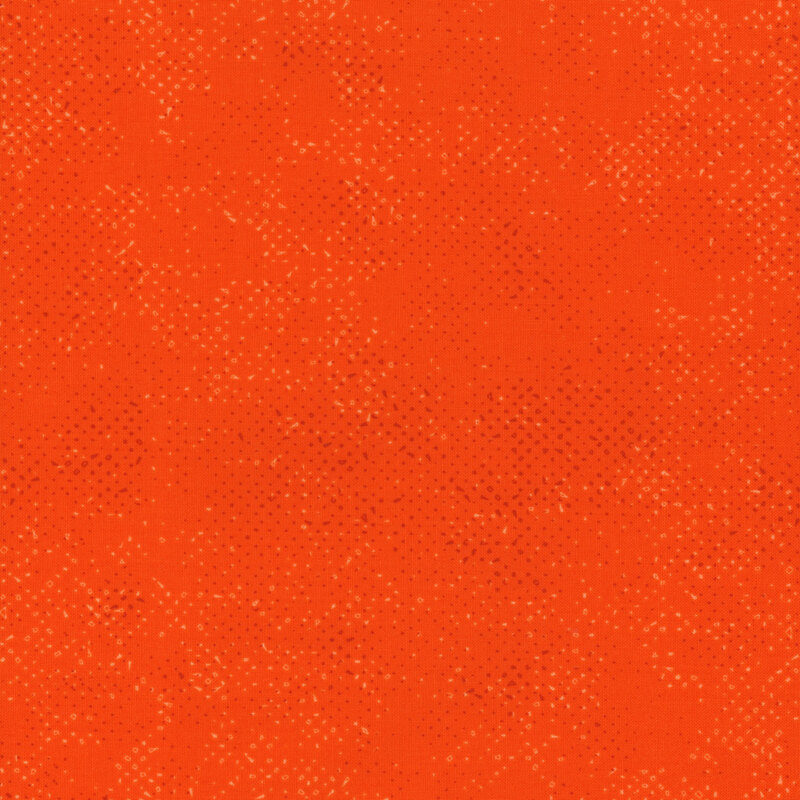 Textured bright blood orange fabric with a pattern of small tonal speckles