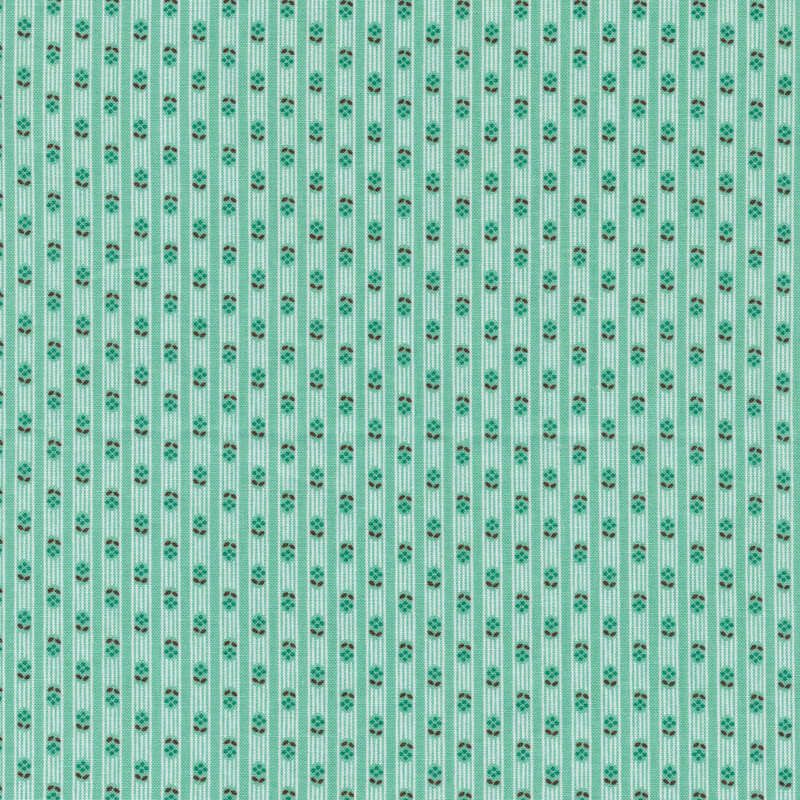 Tonal stripes with tiny flowers on an aqua background | Shabby Fabrics