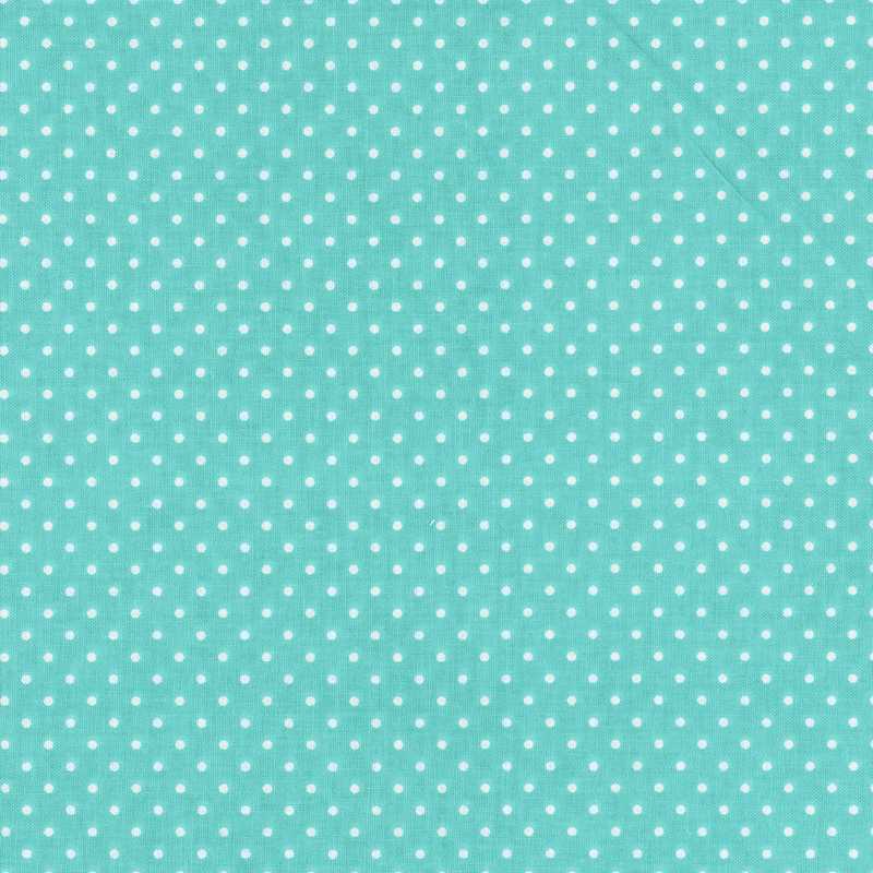 Peacock teal fabric with white dots