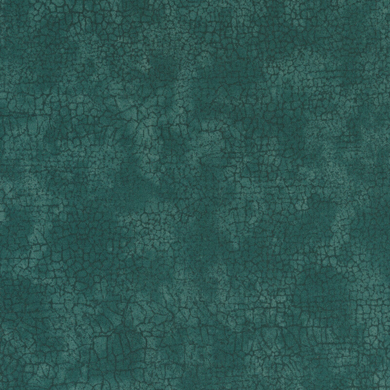 Mottled tonal teal fabric features crackle texture design | Shabby Fabrics