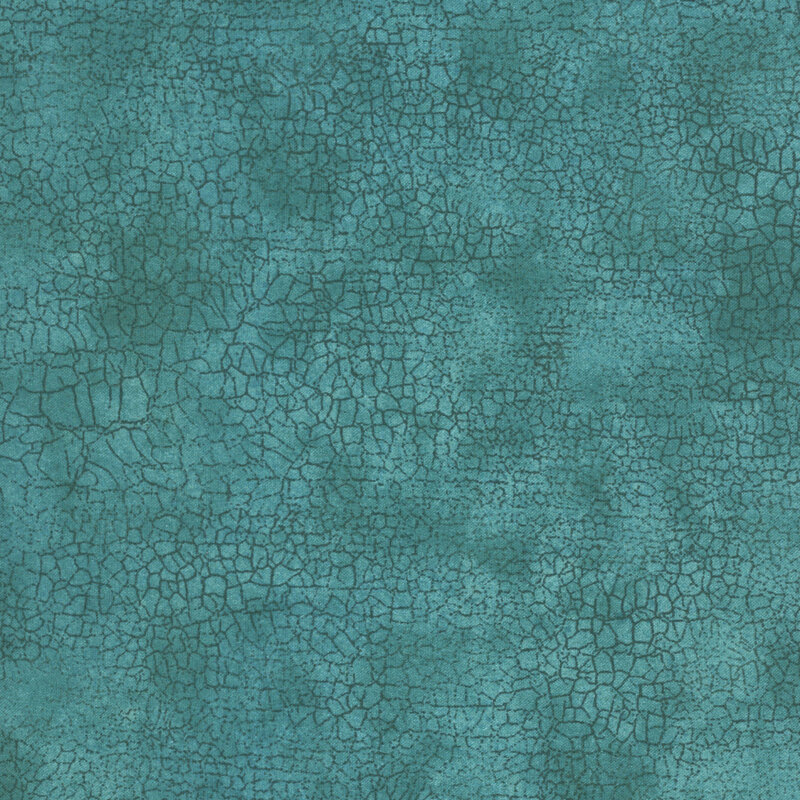 Mottled tonal teal fabric features crackle texture design | Shabby Fabrics