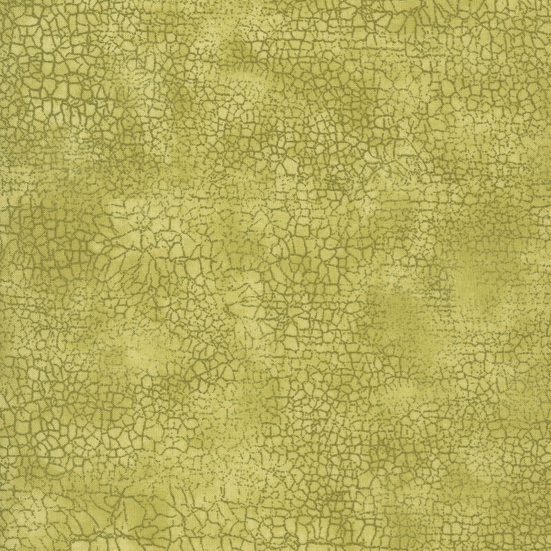 Mottled tonal olive green fabric features crackle texture design | Shabby Fabrics
