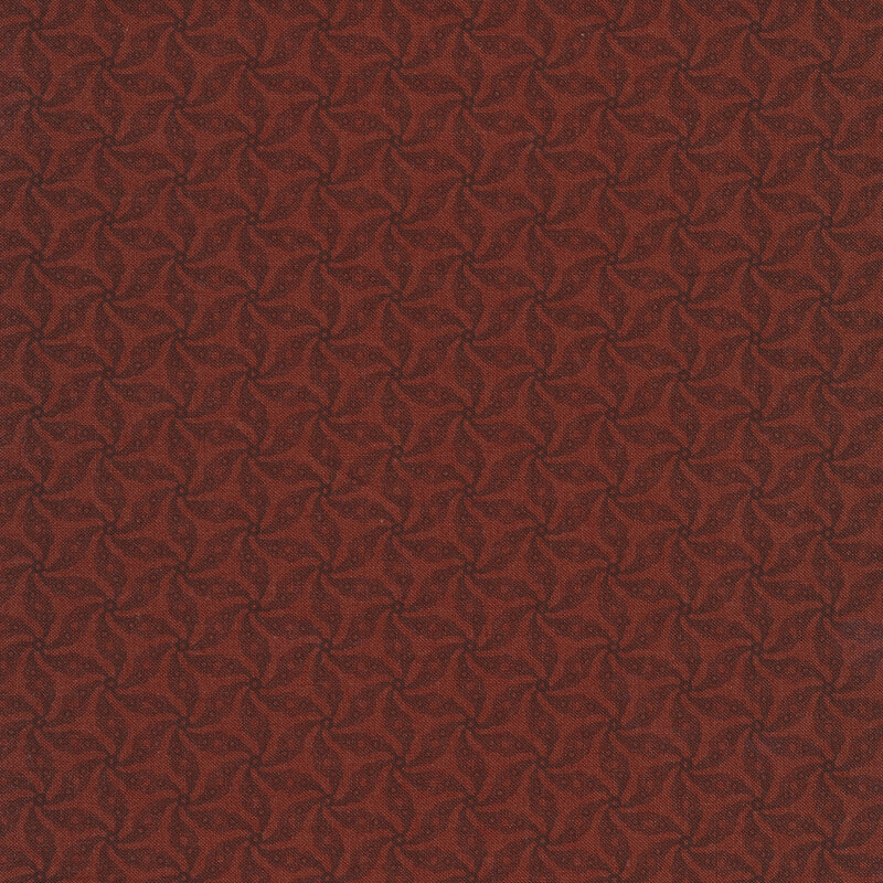 Fabric features tonal red swirls and dots design | Shabby Fabrics