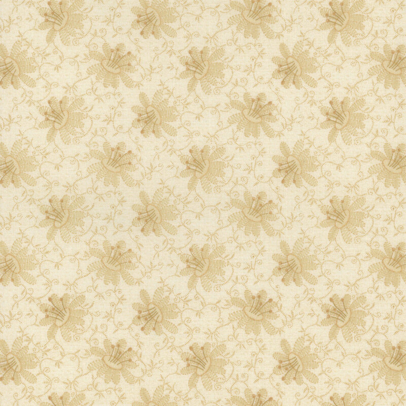 Cream tonal floral print | Shabby Fabrics