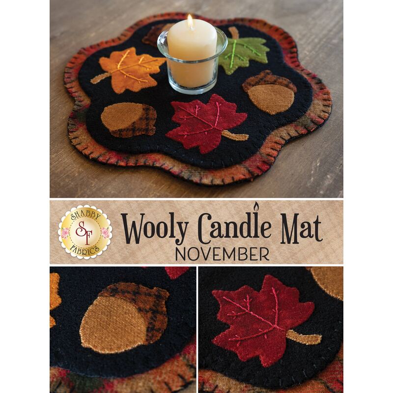 A collage of the November wool candle mat