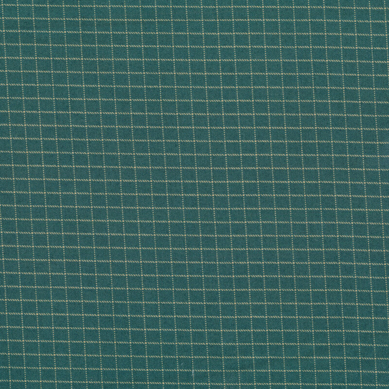 Cream plaid on teal | Shabby Fabrics